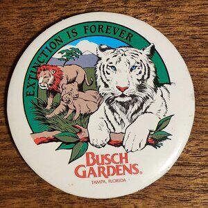 VINTAGE Busch Gardens Tampa Florida Pin Extinction is Forever Lion Tiger